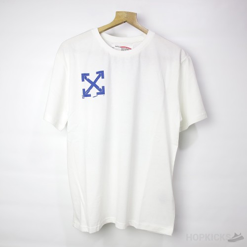 Off-White Blue Paint Print White T-Shirt